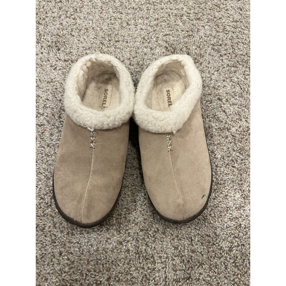 Sorel Nakiska Tan Suede Slippers - Size 7